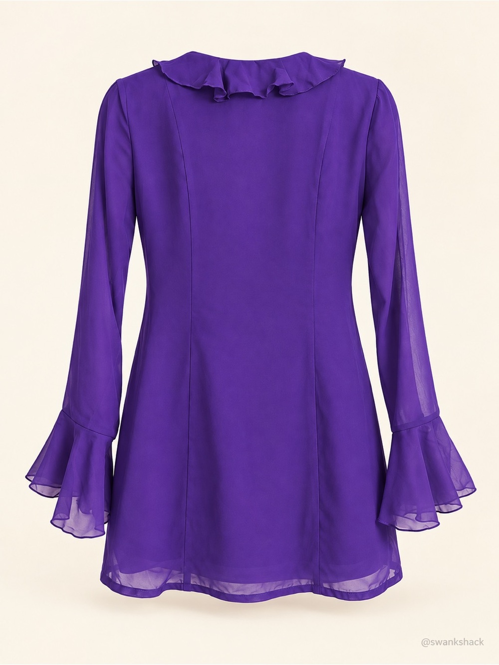 Princess Polly Theo Purple Ruffle Mini Dress Bell Sleeve US 8 NWT - Picture 2 of 3